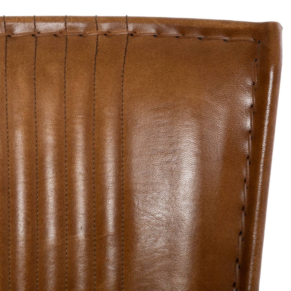 Fauteuil en cuir cognac structure métal HOPER marron, ATMOSPHERA