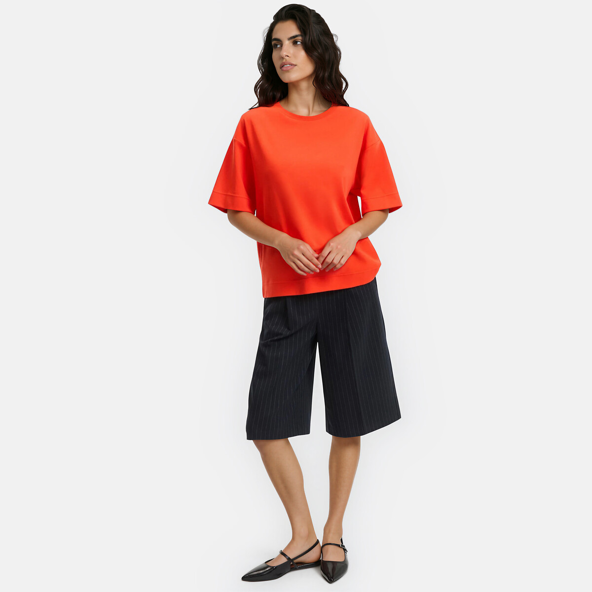 Tshirt loose en coton, Signature PAUL rouge grenadine, LA REDOUTE COLLECTIONS