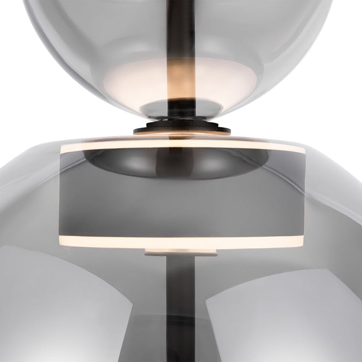 Suspension LED abat-jour en verre diabolo NORA gris, PIER IMPORT