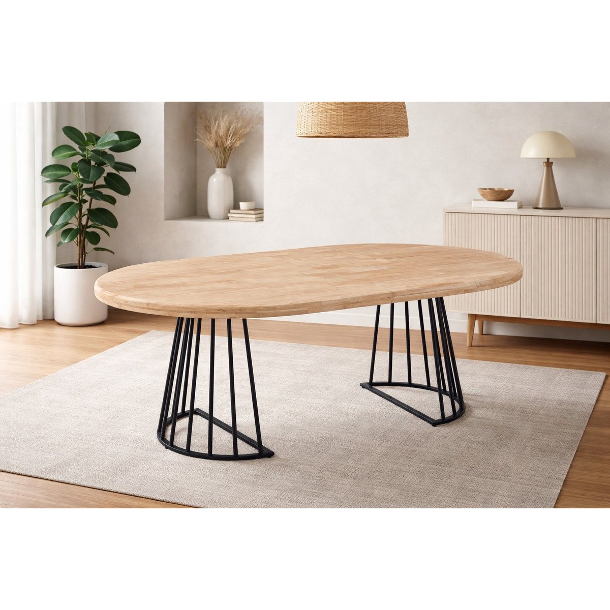 Table de repas ronde extensible en bois - LUNE noir, MATHI DESIGN
