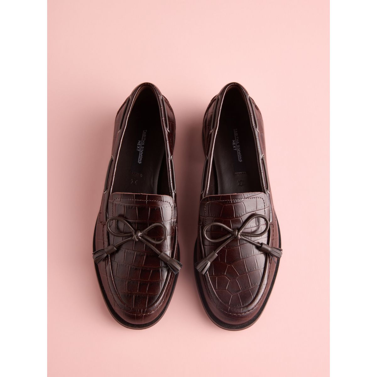 Mocassins en cuir tabitha simmons x next crocodile en relief marron chocolat, NEXT