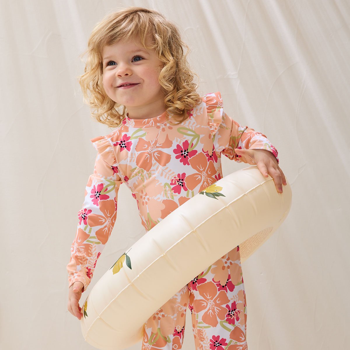 Combinaison de bain bébé manches longues protection UV Rosara peche, PETIT BEGUIN