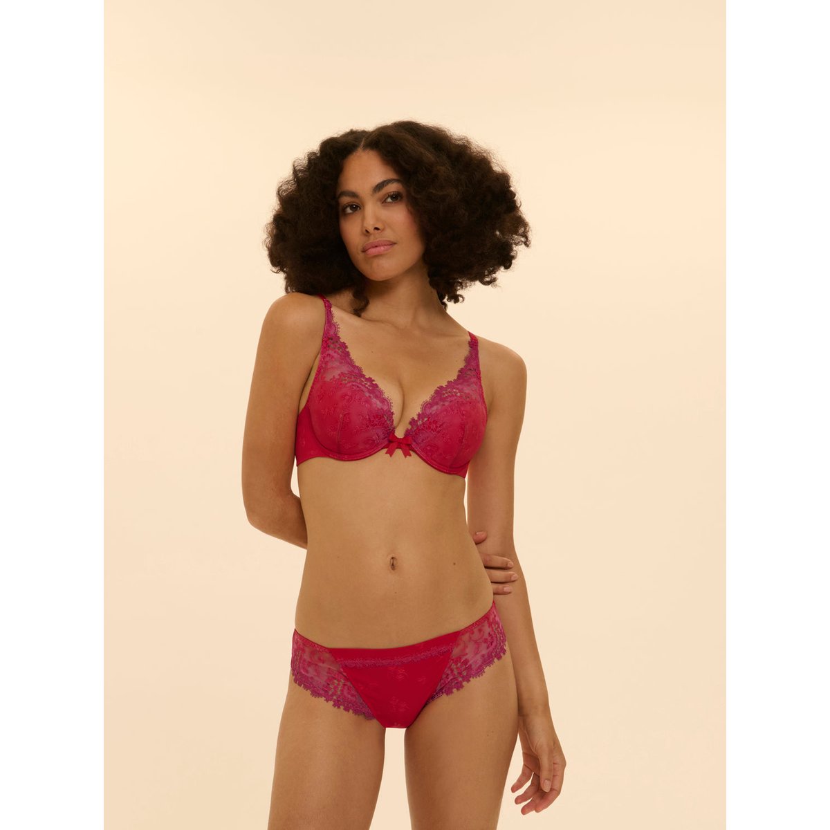 Soutien-gorge push-up décolleté plongeant, WISH rouge, SIMONE PERELE