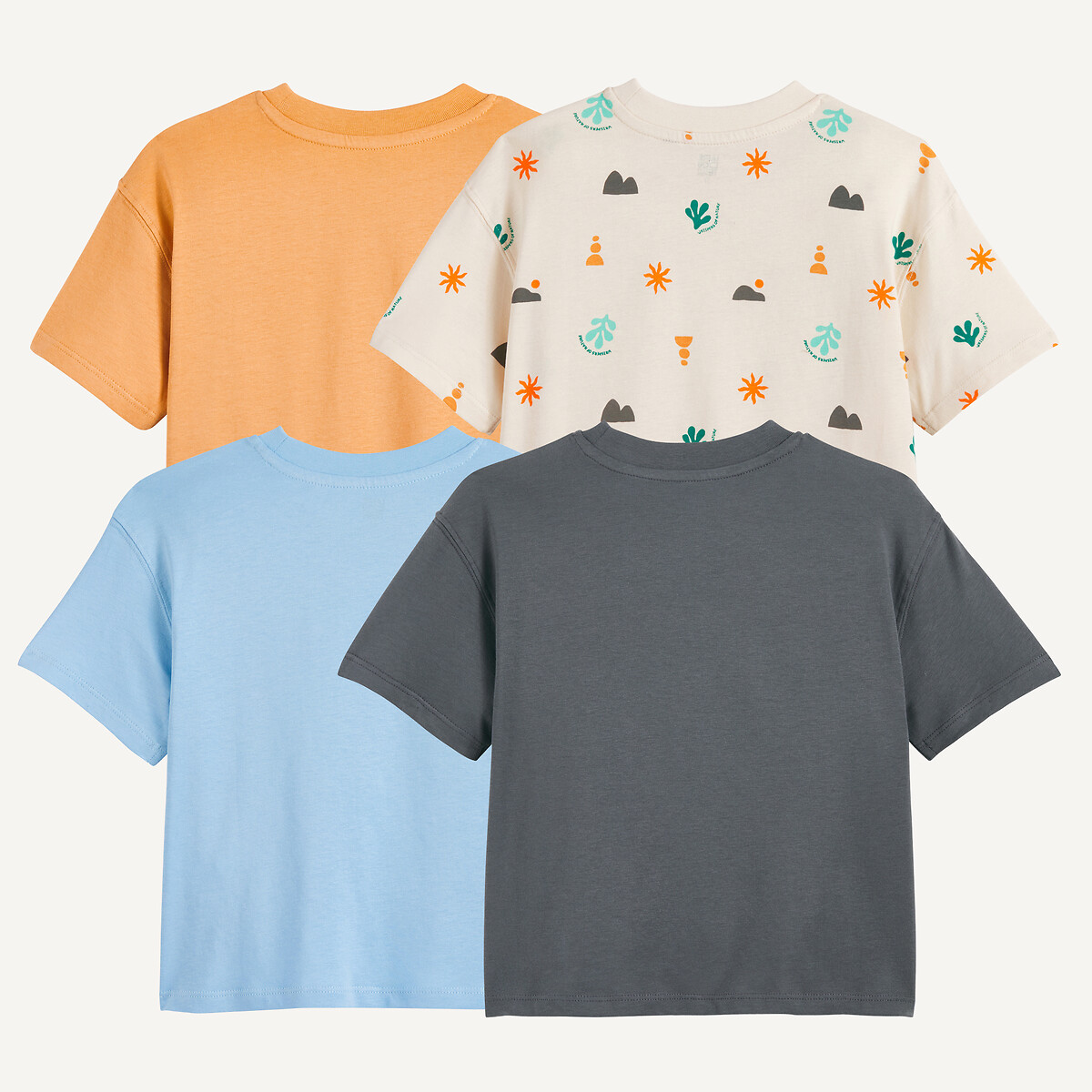 Lot de 4 T-shirts col rond, à manches courtes multicolore, LA REDOUTE COLLECTIONS