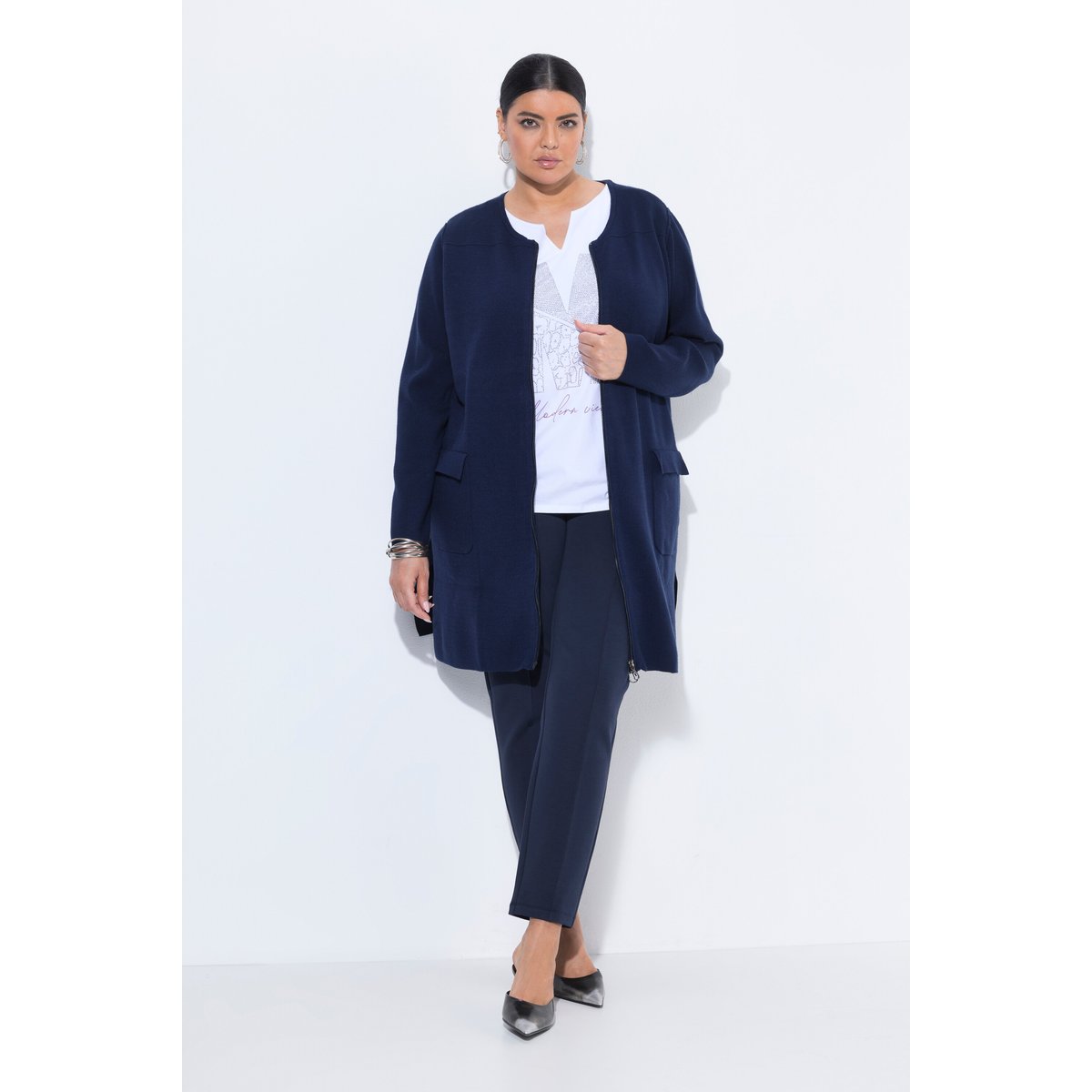 Cardigan mailles fines marine, ULLA POPKEN