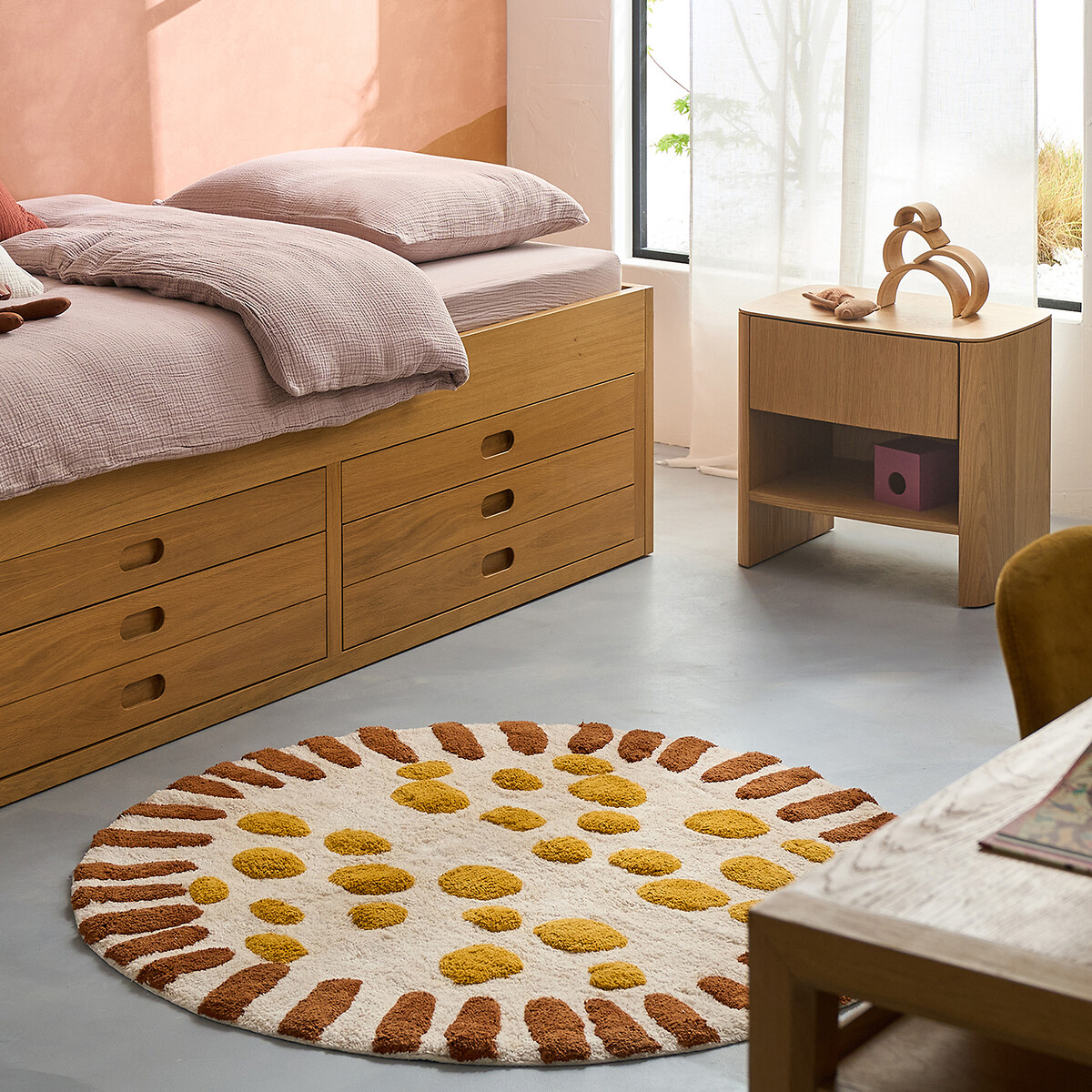 Tapis enfant rond coton biologique, Aarav multicolore, AM.PM