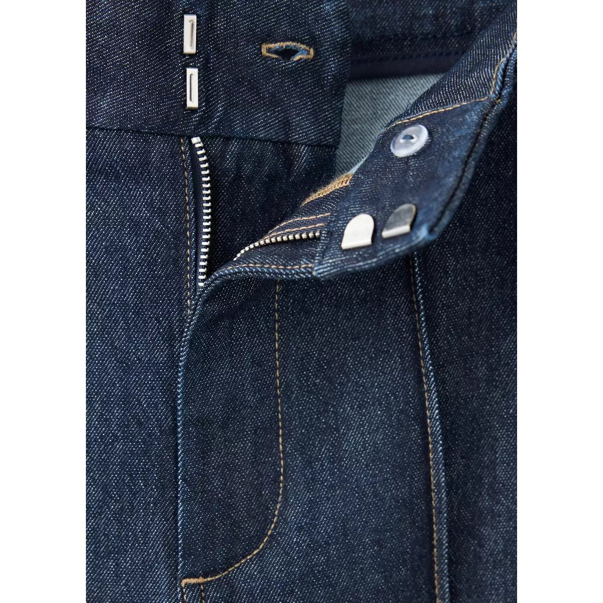 Jean large taille haute à coutures bleu, MANGO