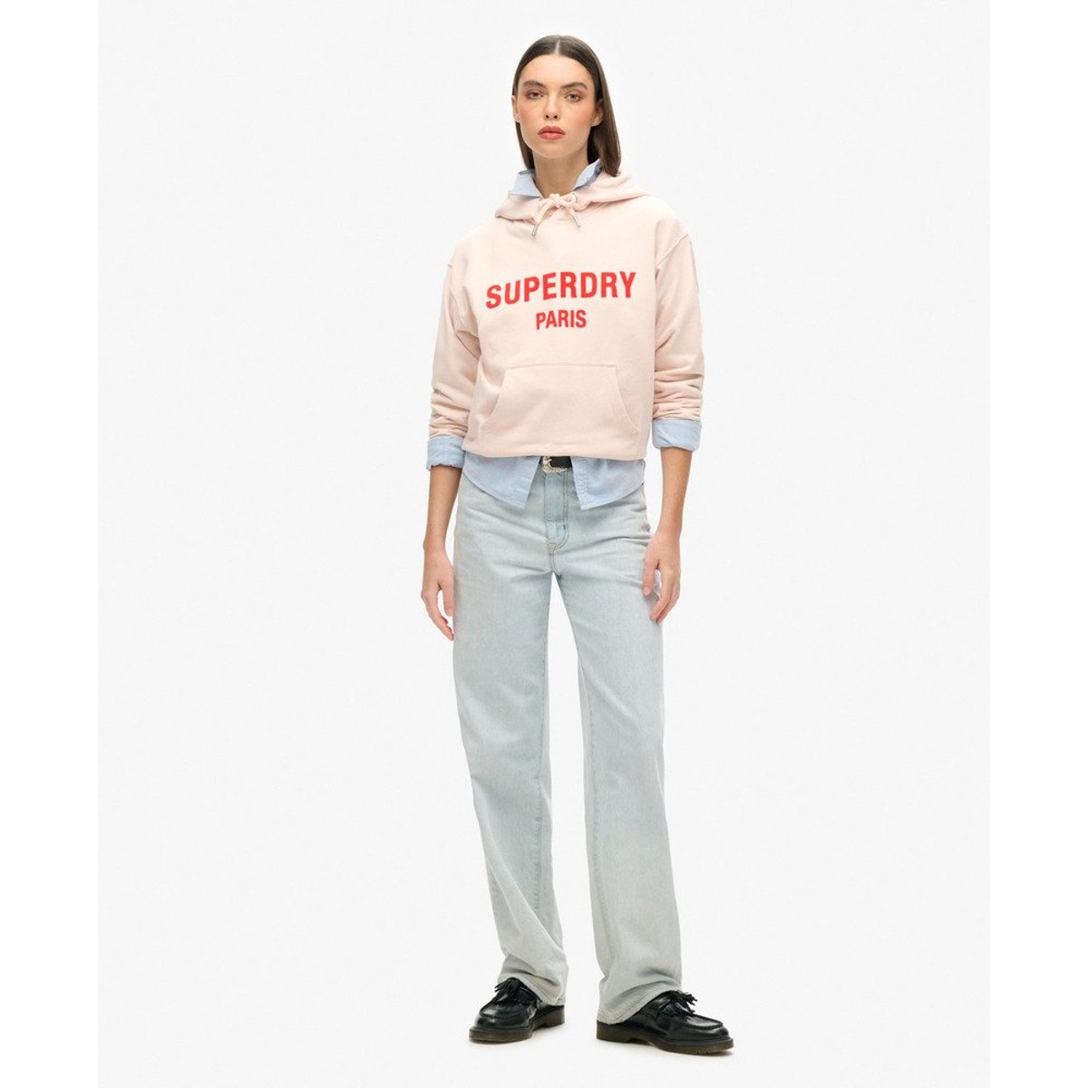 Sweat à capuche ample Sport Luxe rose mauve matinal, SUPERDRY