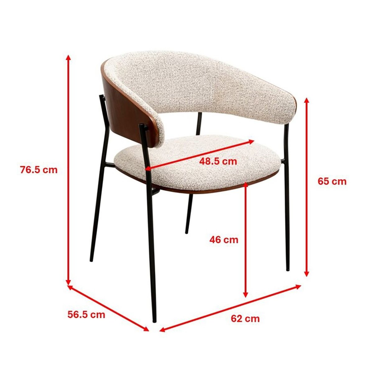 Chaise avec accoudoirs en chêne, CINDY beige, KARE DESIGN