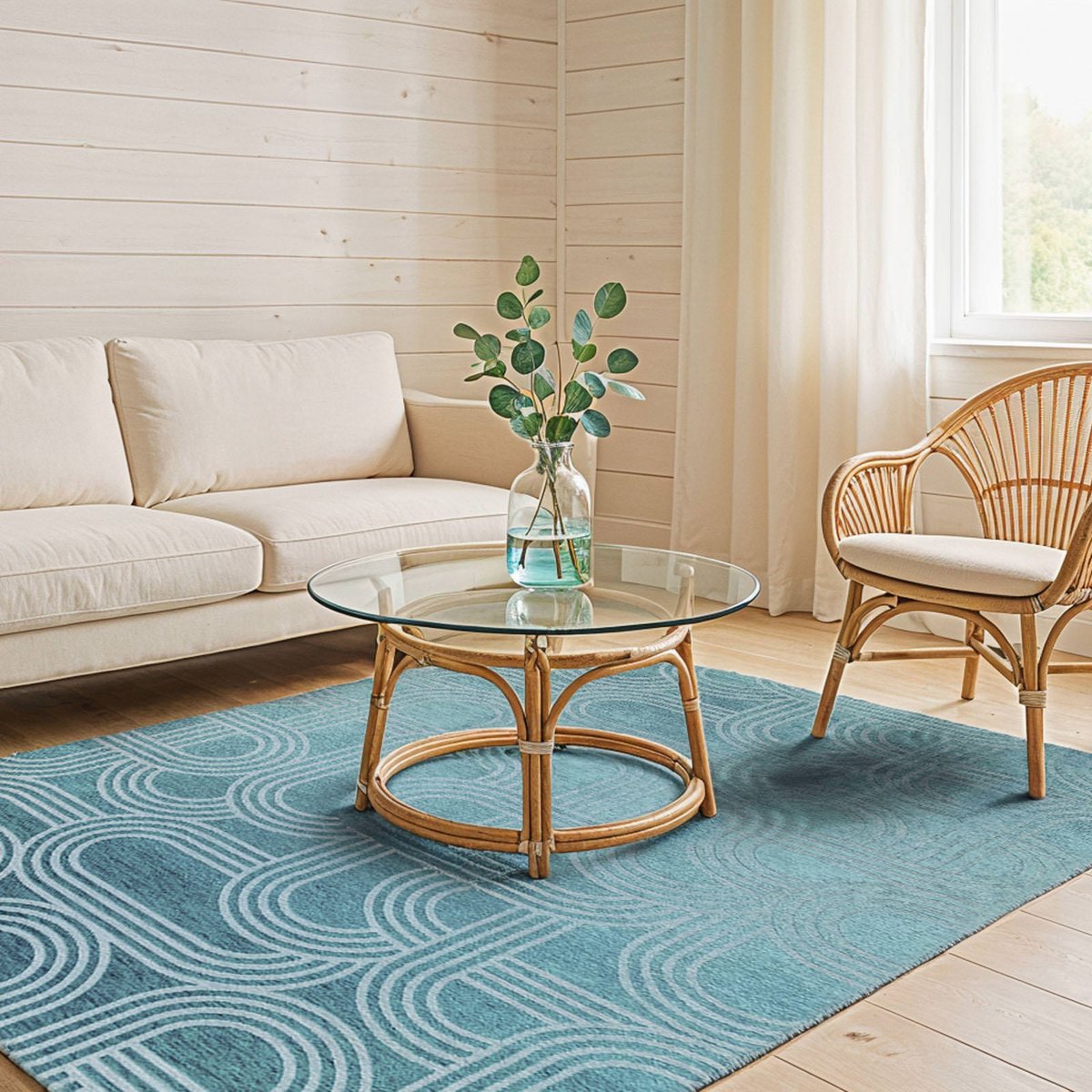 Tapis intérieur extérieur, DISCO bleu turquoise doux, RECOLLECTION