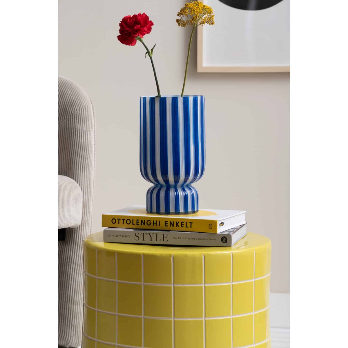 Vase Verre RAYDO RETRO bleu cobalt, PRESENT TIME