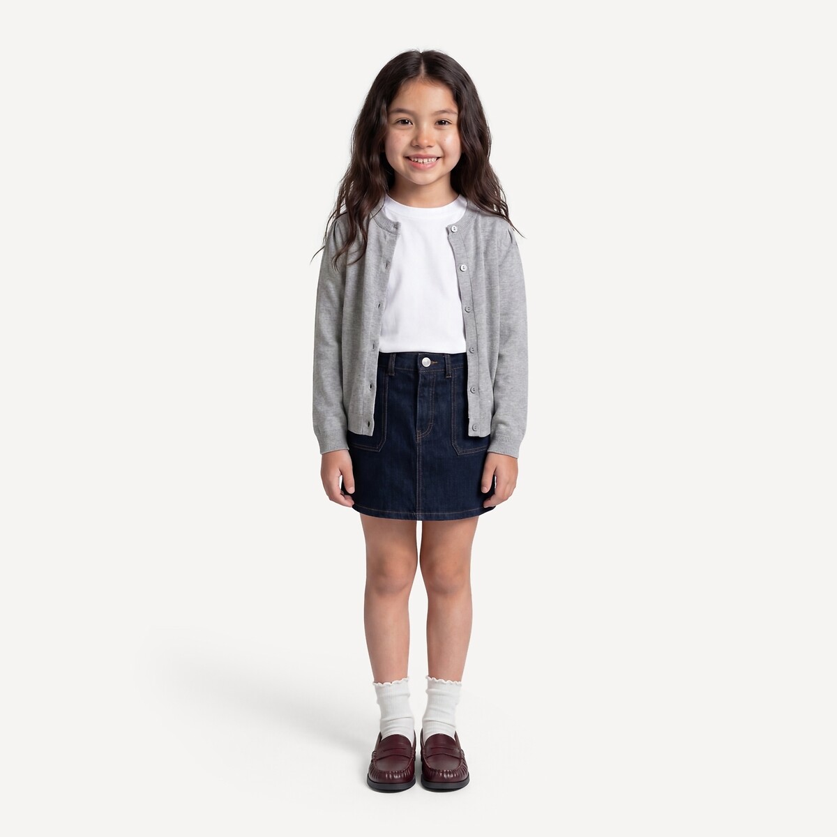 Gilet en fine maille de coton gris chiné, LA REDOUTE COLLECTIONS