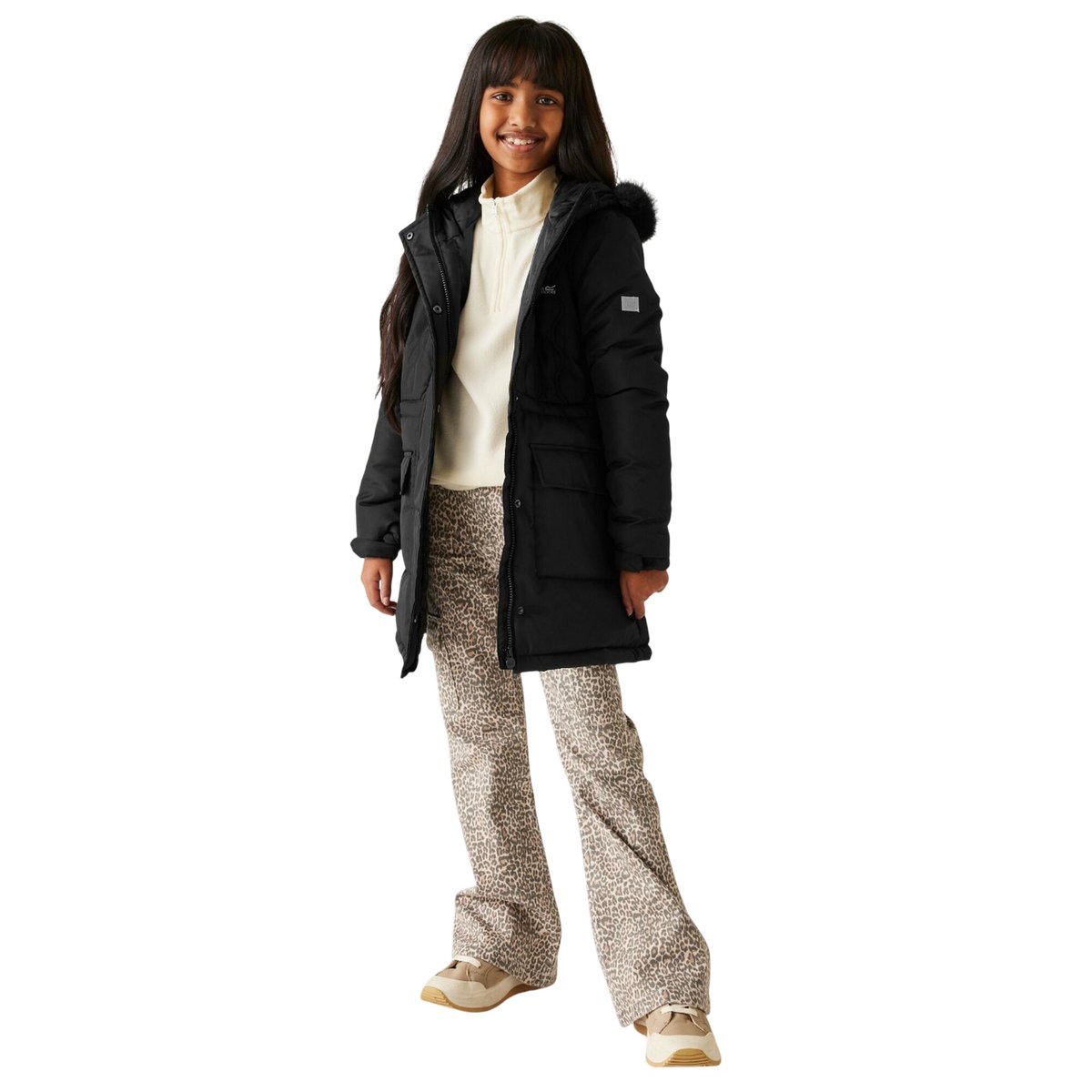Veste matelassée à capuche duveteuse FABRIZIA noir, REGATTA