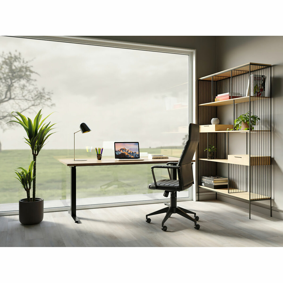 Bureau Office Jackie chêne noir 160x80 noir, KARE DESIGN
