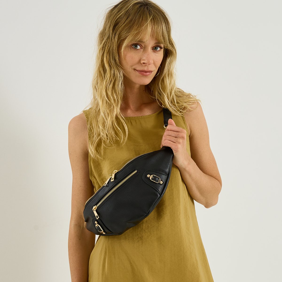 Sac banane deux sangles amovibles noir, GRAIN DE MALICE