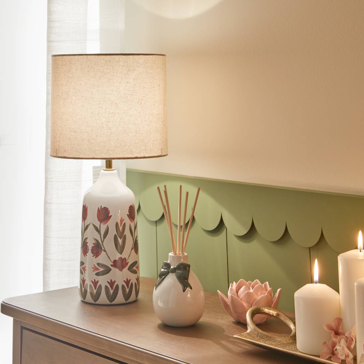Lampe cylindrique en lin KEILA multicolore, ATMOSPHERA