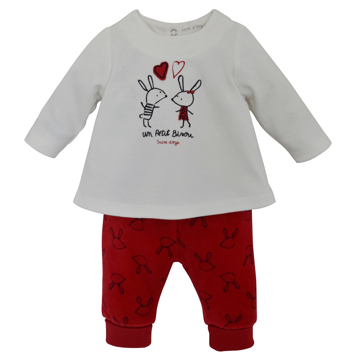Ensemble 3 pieces pantalon tunique sucre d'orge rouge, SUCRE D'ORGE