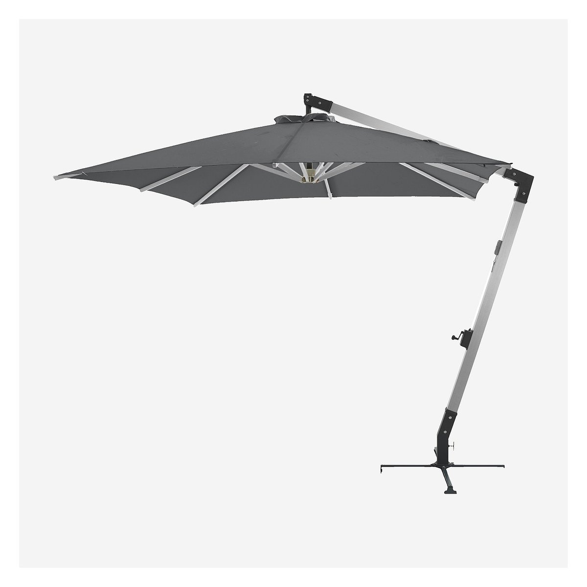 Parasol déporté avec structure en métal 3 x 3 m ALERIO gris anthracite, HABITAT