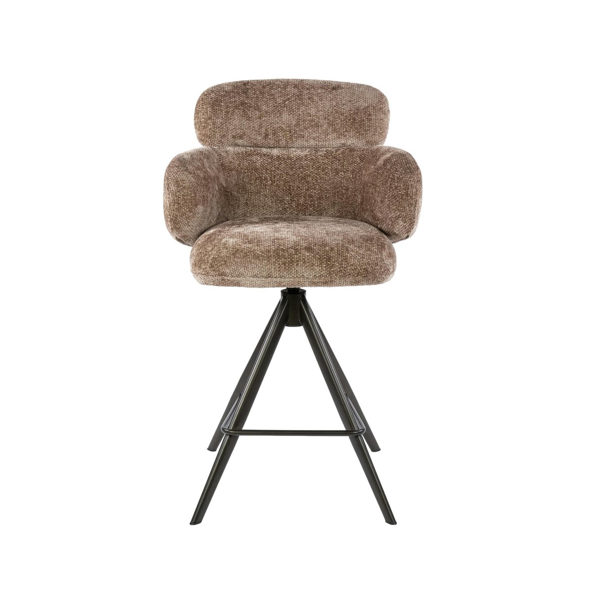 Lot de 2 tabourets de bar pivotants design arrondi CREEK taupe, PIER IMPORT