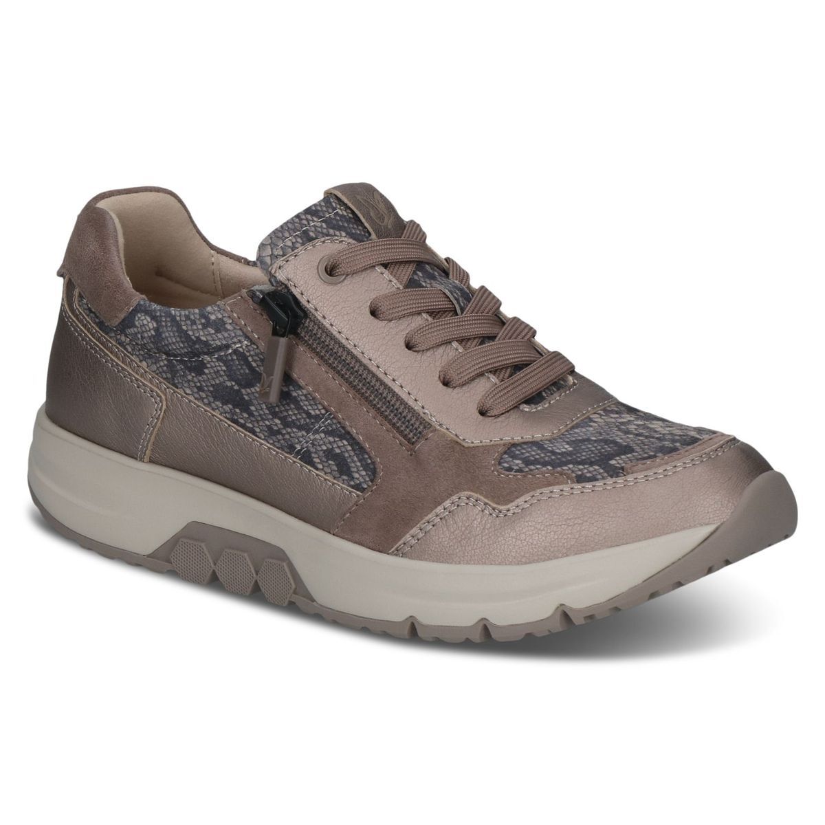 Basket en cuir marron mocca croco, CAPRICE