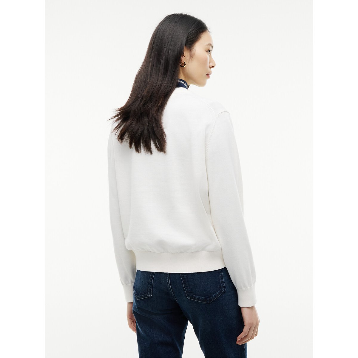 Pull col V manches longues ecru, TOMMY JEANS