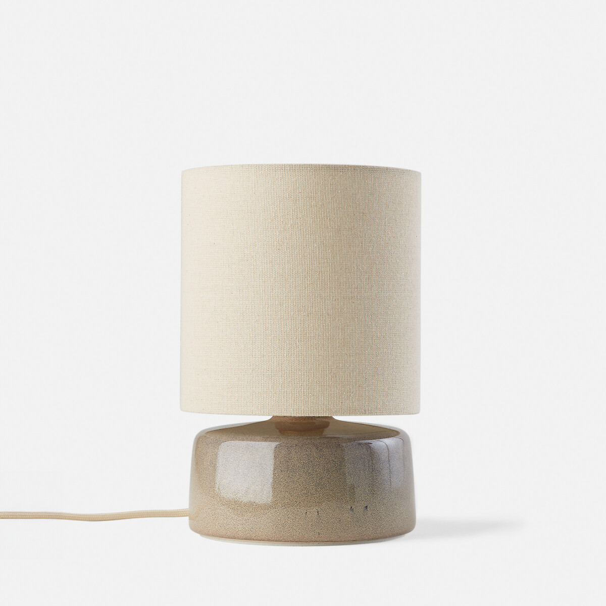 Lampe à poser céramique et lin hauteur 25 cm, Amaga grège, LA REDOUTE INTERIEURS
