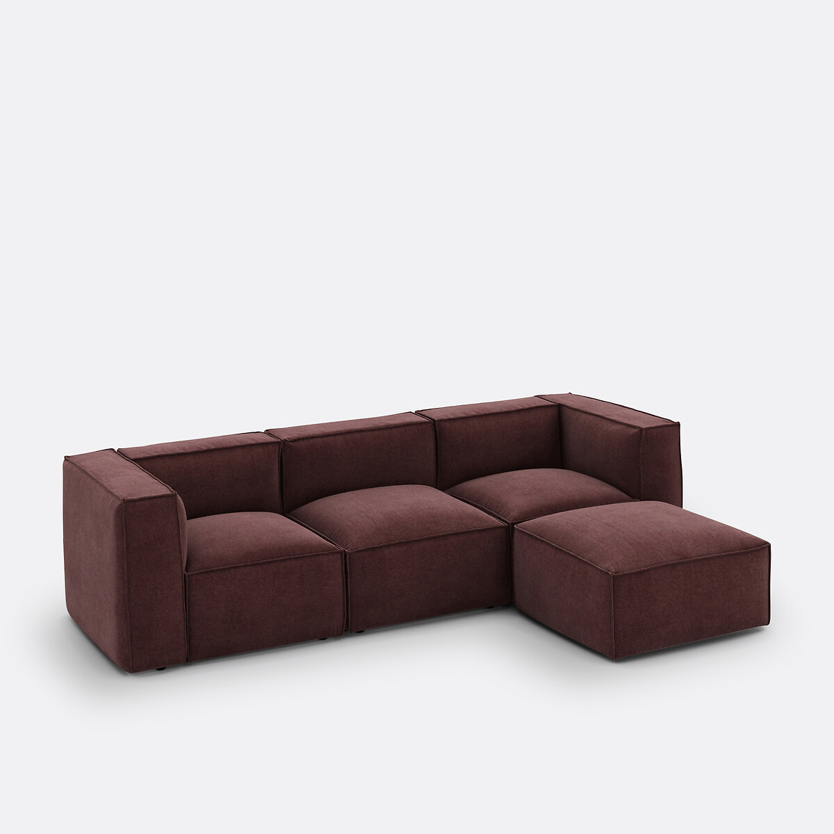 Elément d'angle pour canapé modulable, en tissu texturé, SEVEN prune, LA REDOUTE INTERIEURS