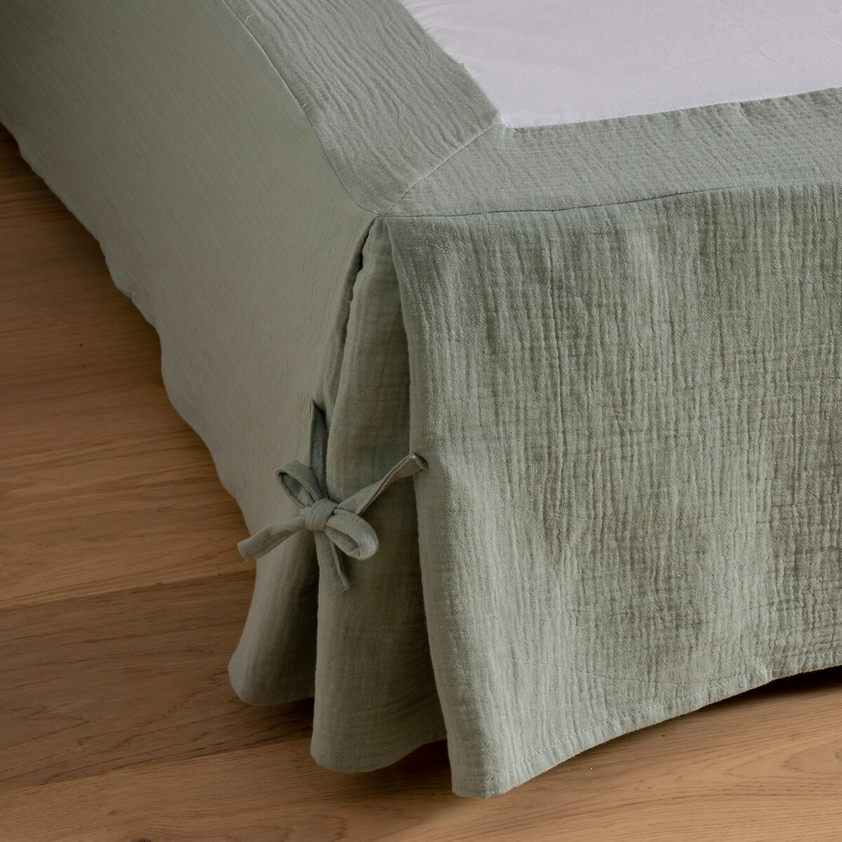 Cache-sommier gaze de coton, Kumla vert de gris, LA REDOUTE INTERIEURS