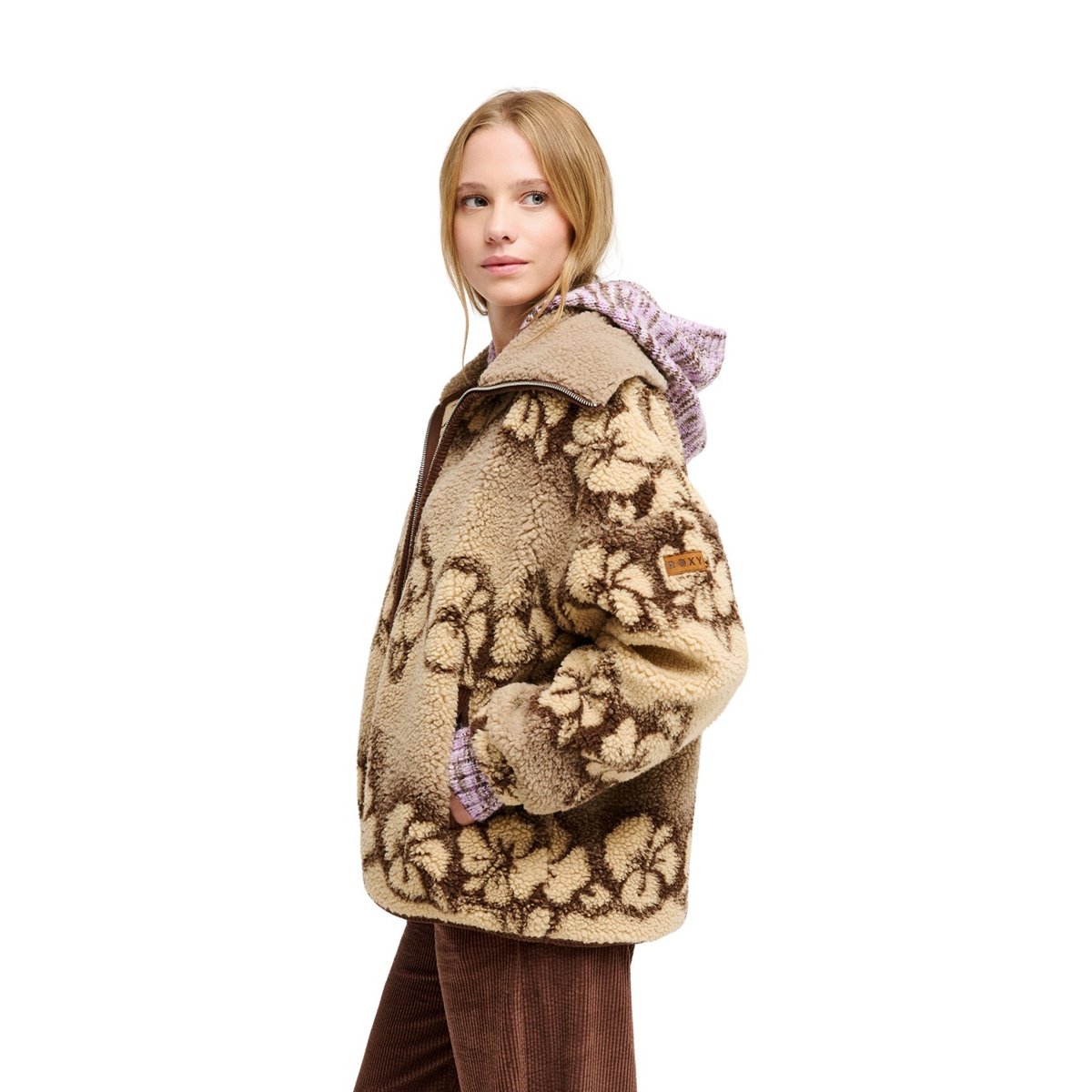 Veste zippée en sherpa oversize FEELS LIKE WINTER. beige peeble hibi sherpa, ROXY