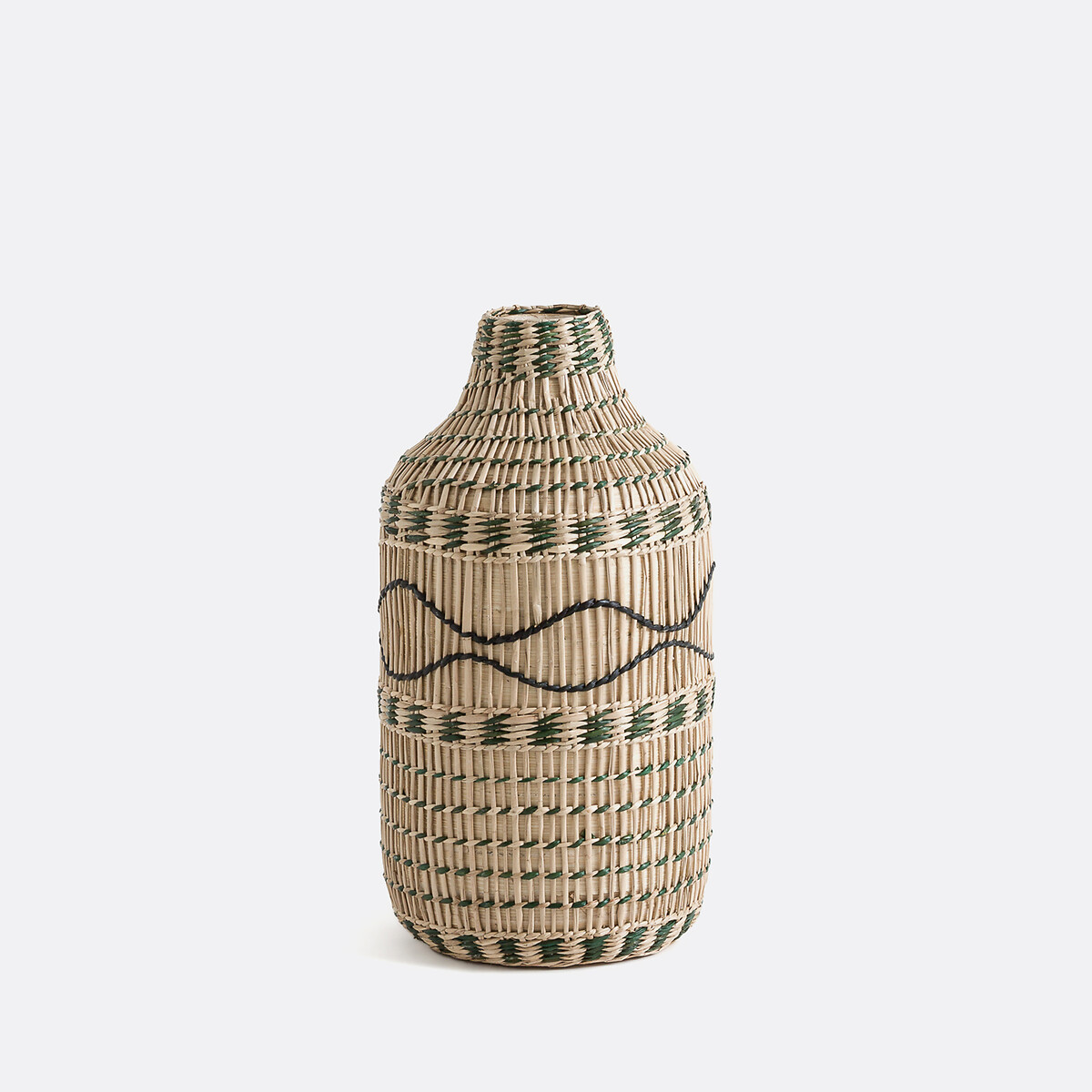 Decoratieve vaas in bamboe H35 cm, Plooming naturel/groen, LA REDOUTE INTERIEURS