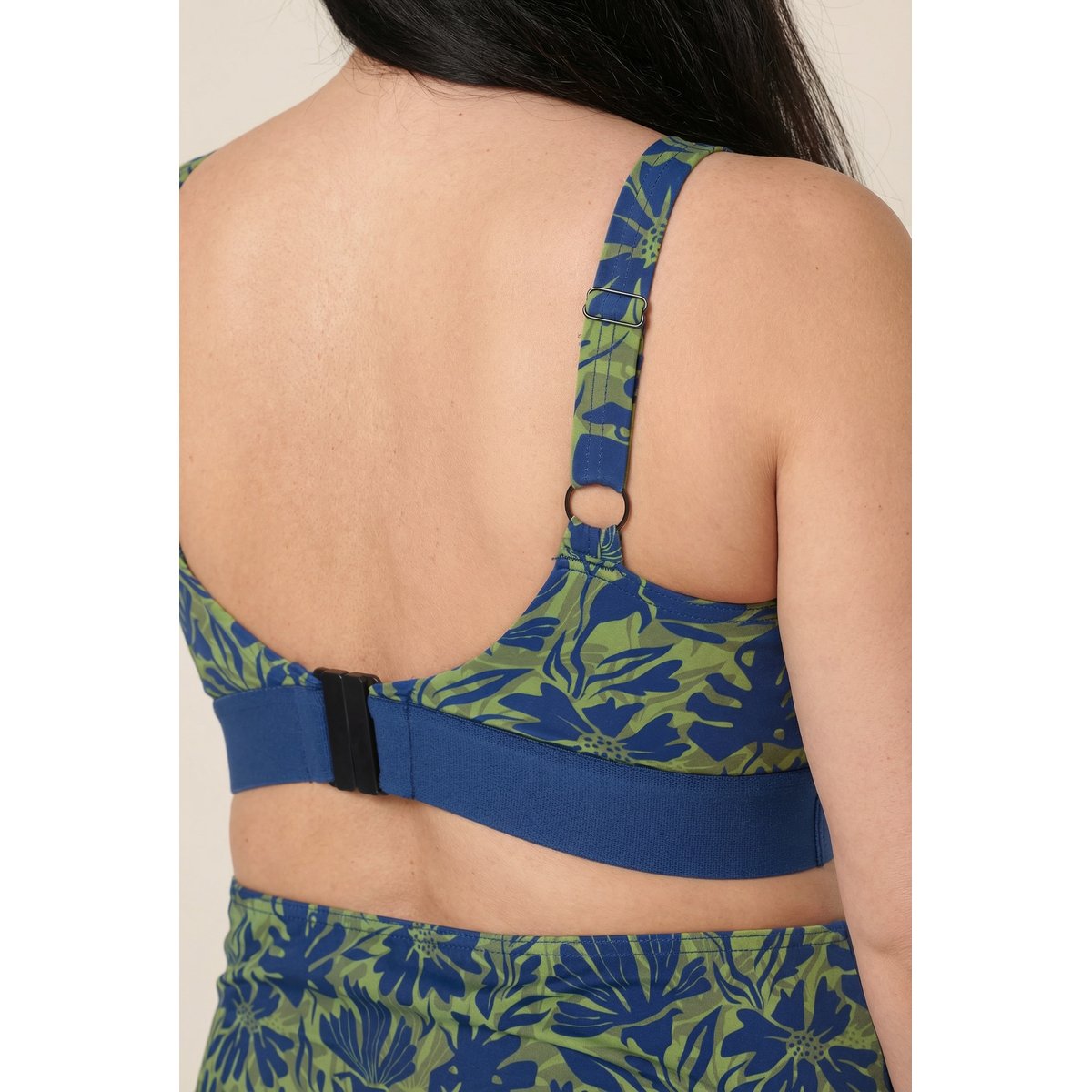 Bikini à fleurs, sans bonnets souples bleu foncé, ULLA POPKEN