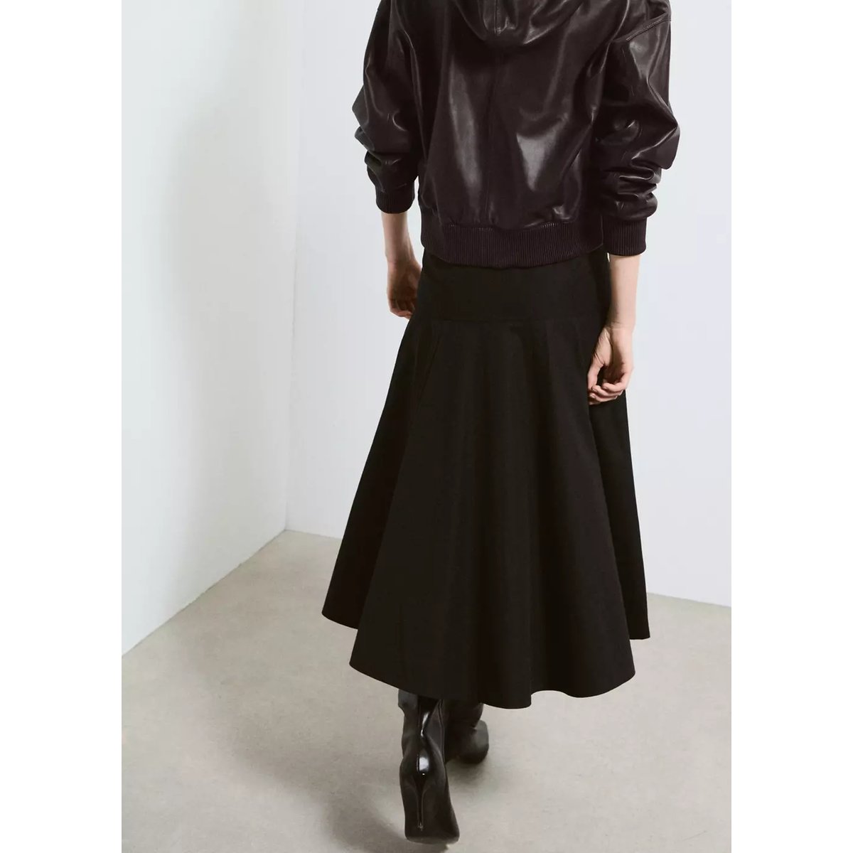 Veste cuir capuche grenat, MANGO