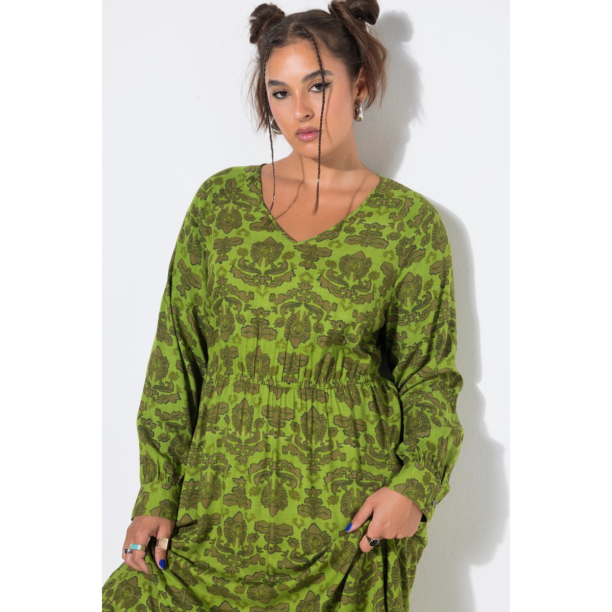 Robe midi, coupe évasée. Ruban élastique petit pois, STUDIO UNTOLD