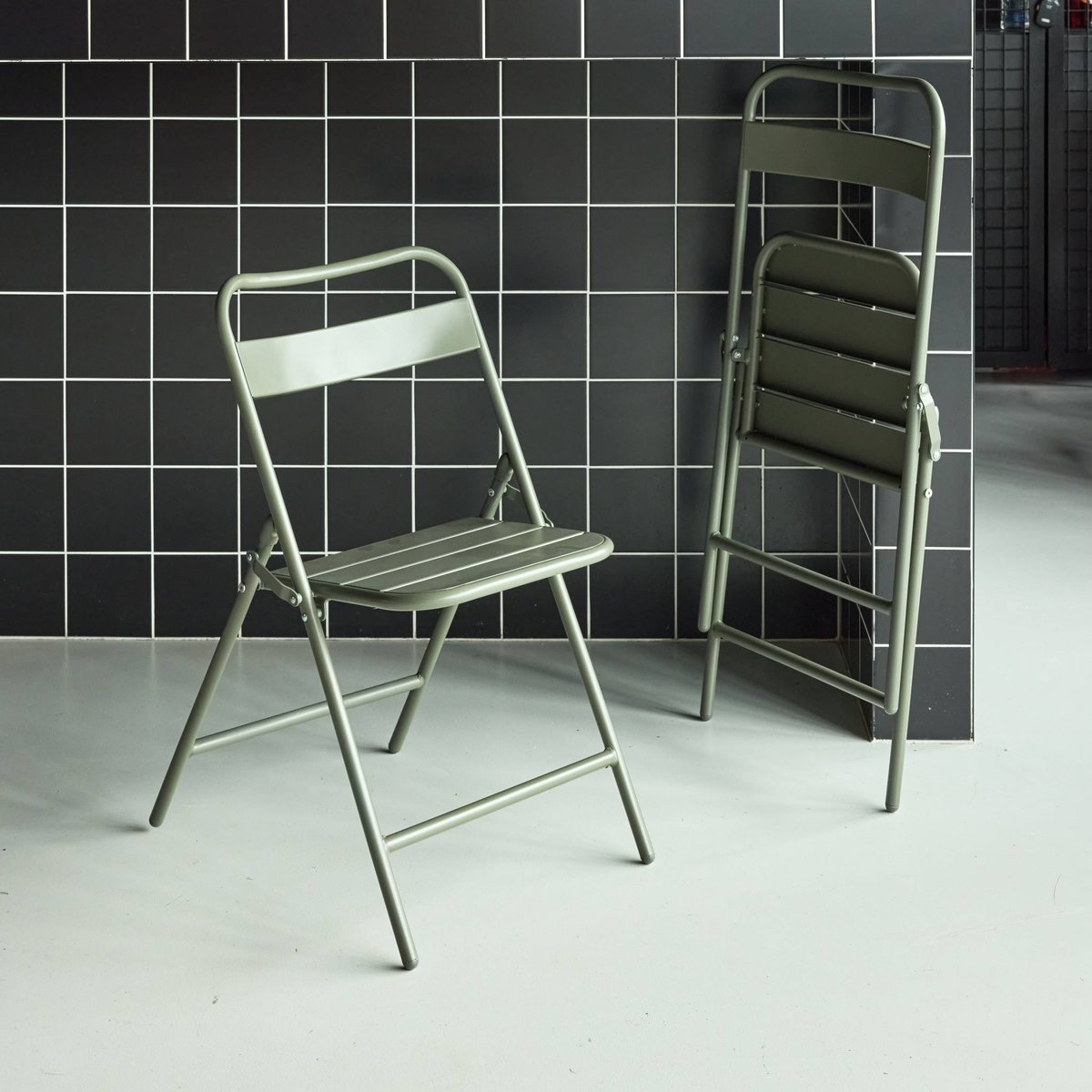 Chaise de jardin pliante acier (lot de 2) AMELIA vert, SWEEEK