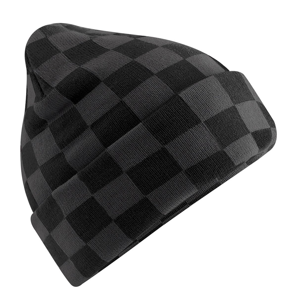 Bonnet motif/style damier noir / gris charbon, BEECHFIELD