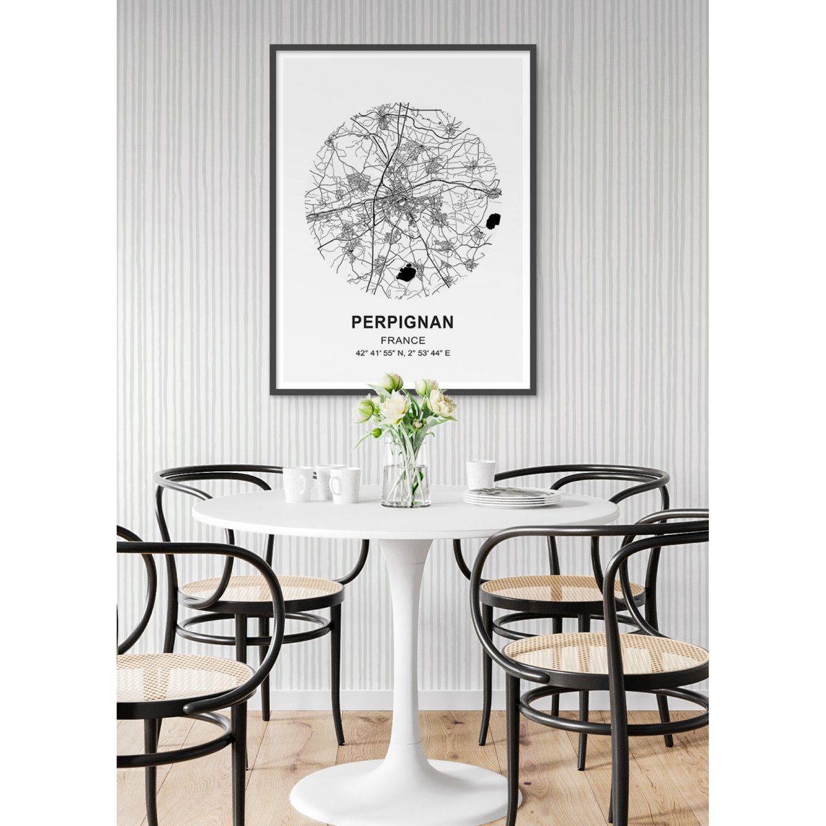 Affiche Carte Perpignan blanc, L'AFFICHERIE