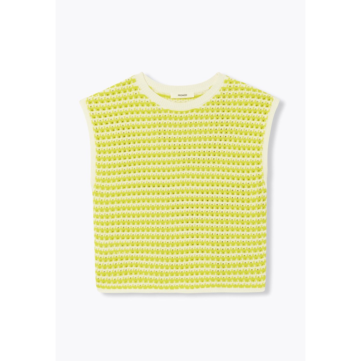 Pull en crochet bicolore rayé jaune, PROMOD