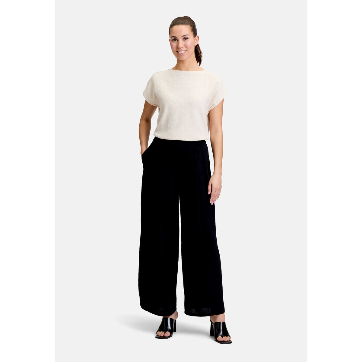 Pantalon palazzo à jambes larges noir, CARTOON