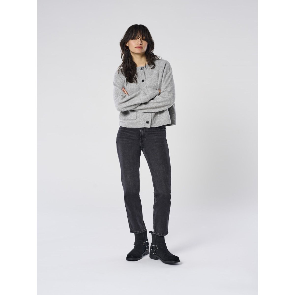Jean Coupe Droite black denim, ONLY