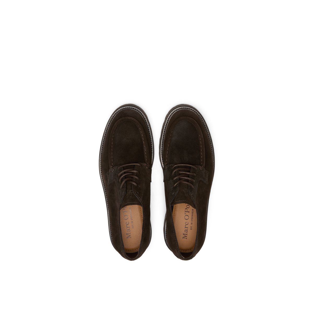 Chaussures à lacets, modèle Phil en cuir velours huilé marron fonce, MARC O'POLO
