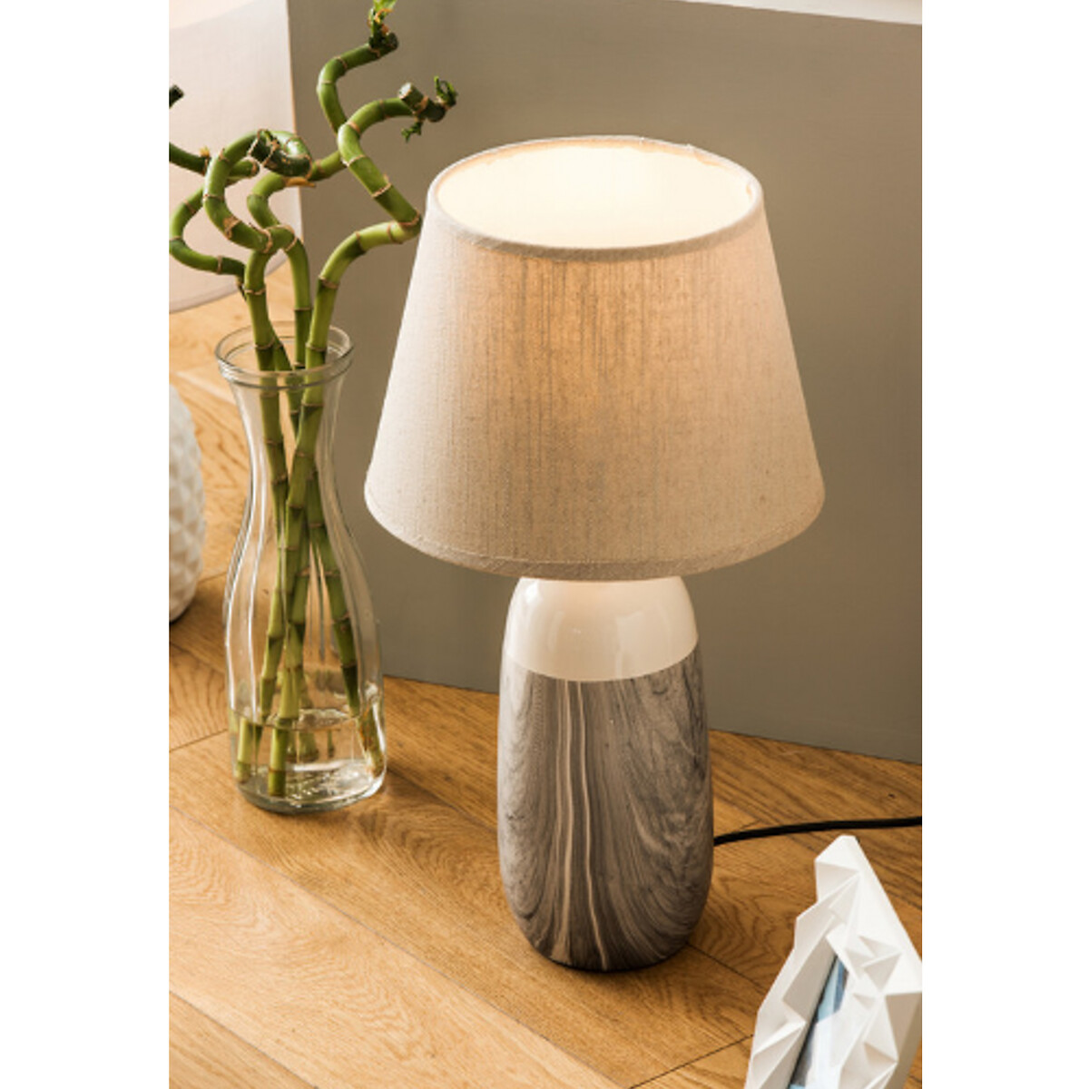 Waverley Marble Effect Ceramic Table Lamp in Grey grey, SO'HOME