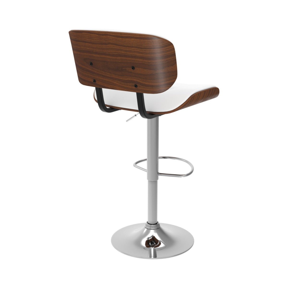 Chaise de bar réglable 65/86 cm en cuir synthétique - MELCHIOR blanc pied chrome, MAISON PAVANE