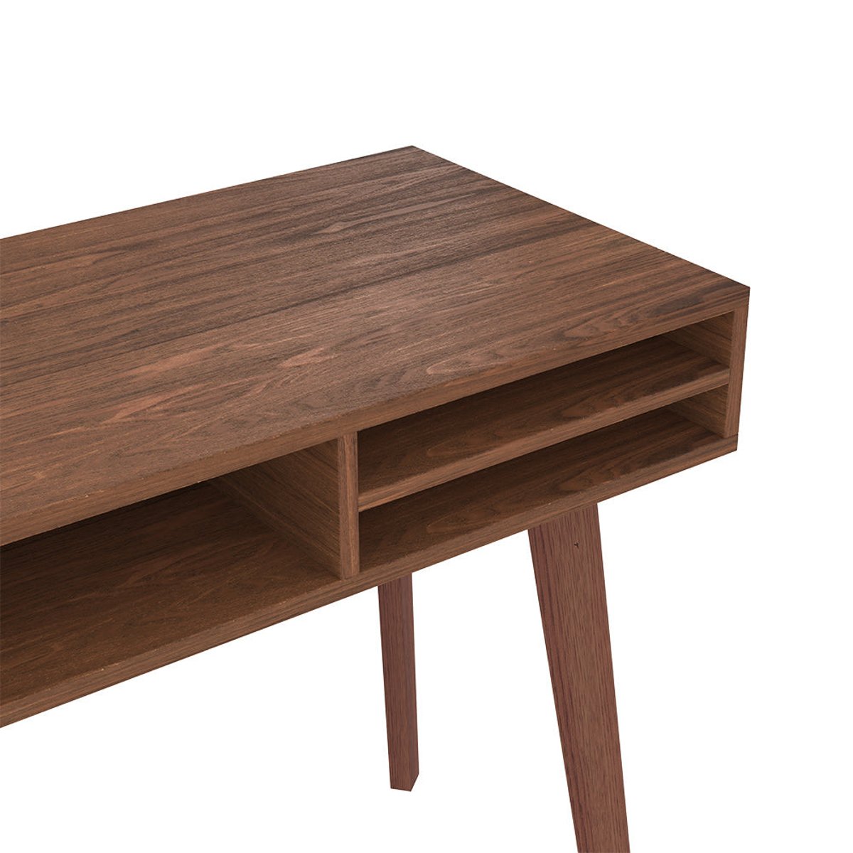 Bureau 1 tiroir et 3 niches en bois - MOKA bois foncé, MAISON PAVANE