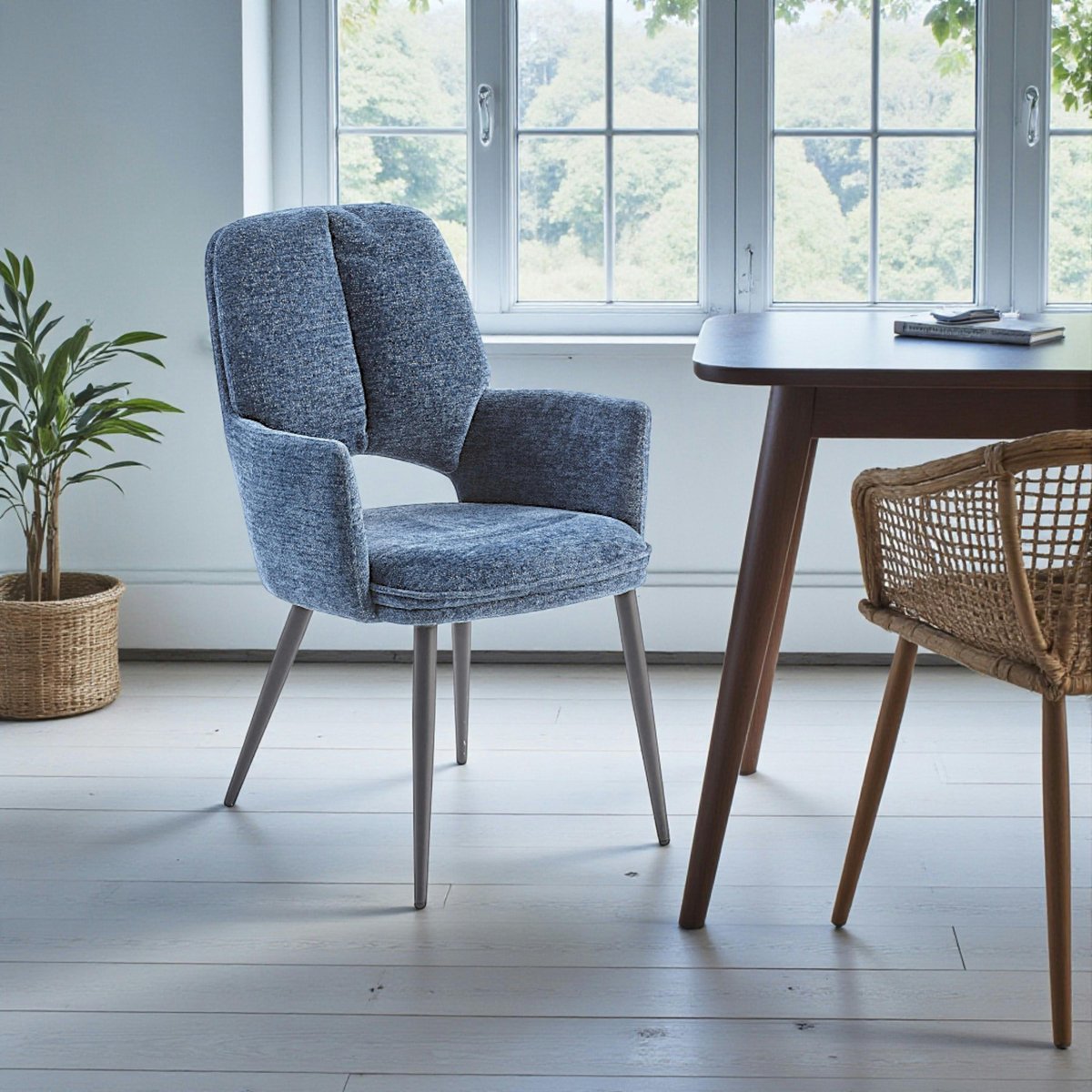 Fauteuil de table à dossier ouvert (lot de 2) LIGURIE bleu, PIER IMPORT