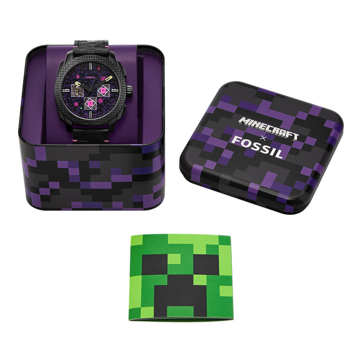 Montre Analogique MINECRAFT noir violet noir, FOSSIL