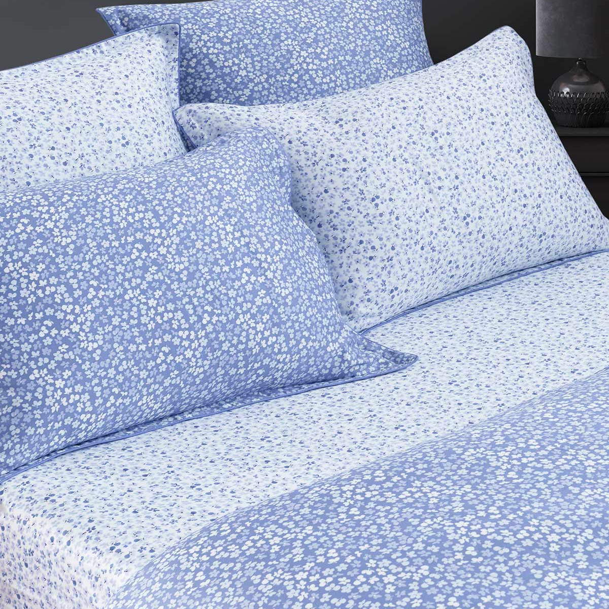 Housse de couette en satin de coton 120 fils IMPATIENCE cobalt, SENSEI MAISON