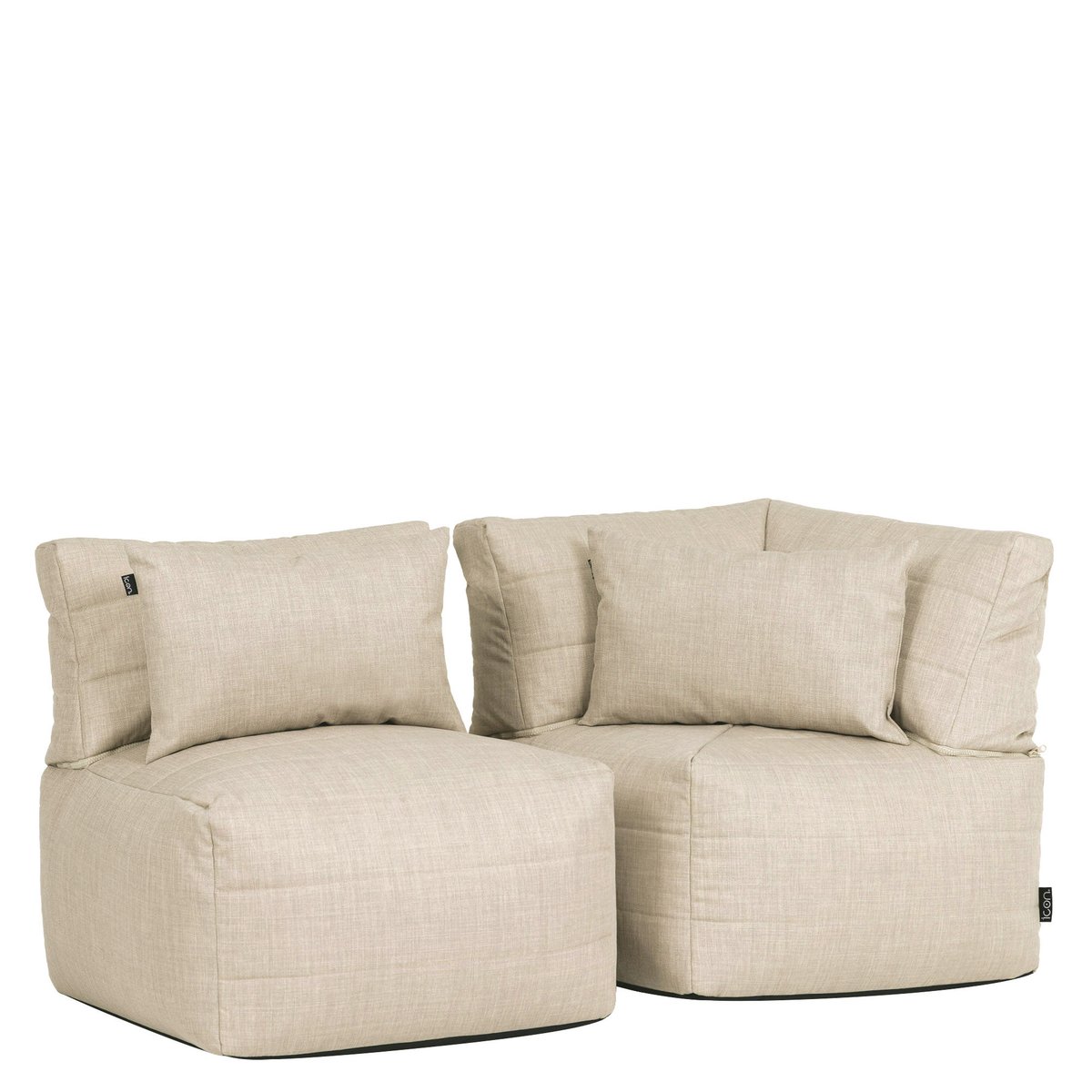 Pouf canapé de jardin modulable en tissu tissé d'intérieur et d'extérieur Oeko-Tex® - NOA beige, ICON