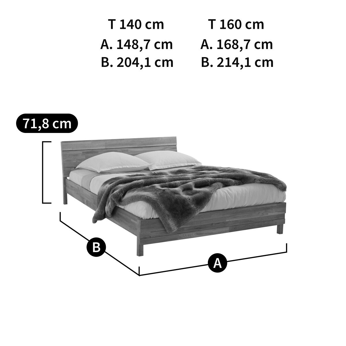 Cama de roble macizo laminado Ariles madera clara natural, LA REDOUTE INTERIEURS
