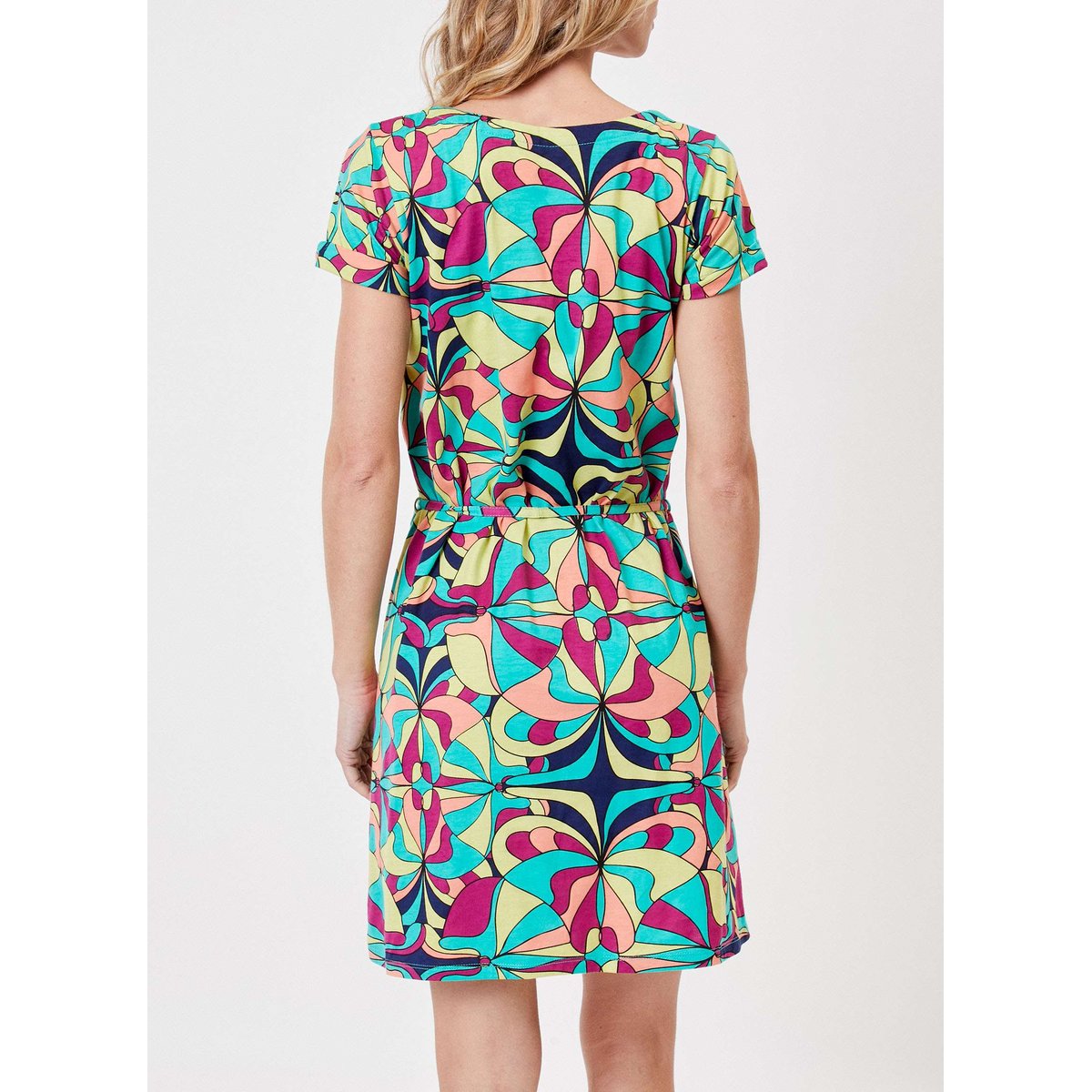Robe coton col cur à nouer FIT mouve multico, PRINCESSE NOMADE