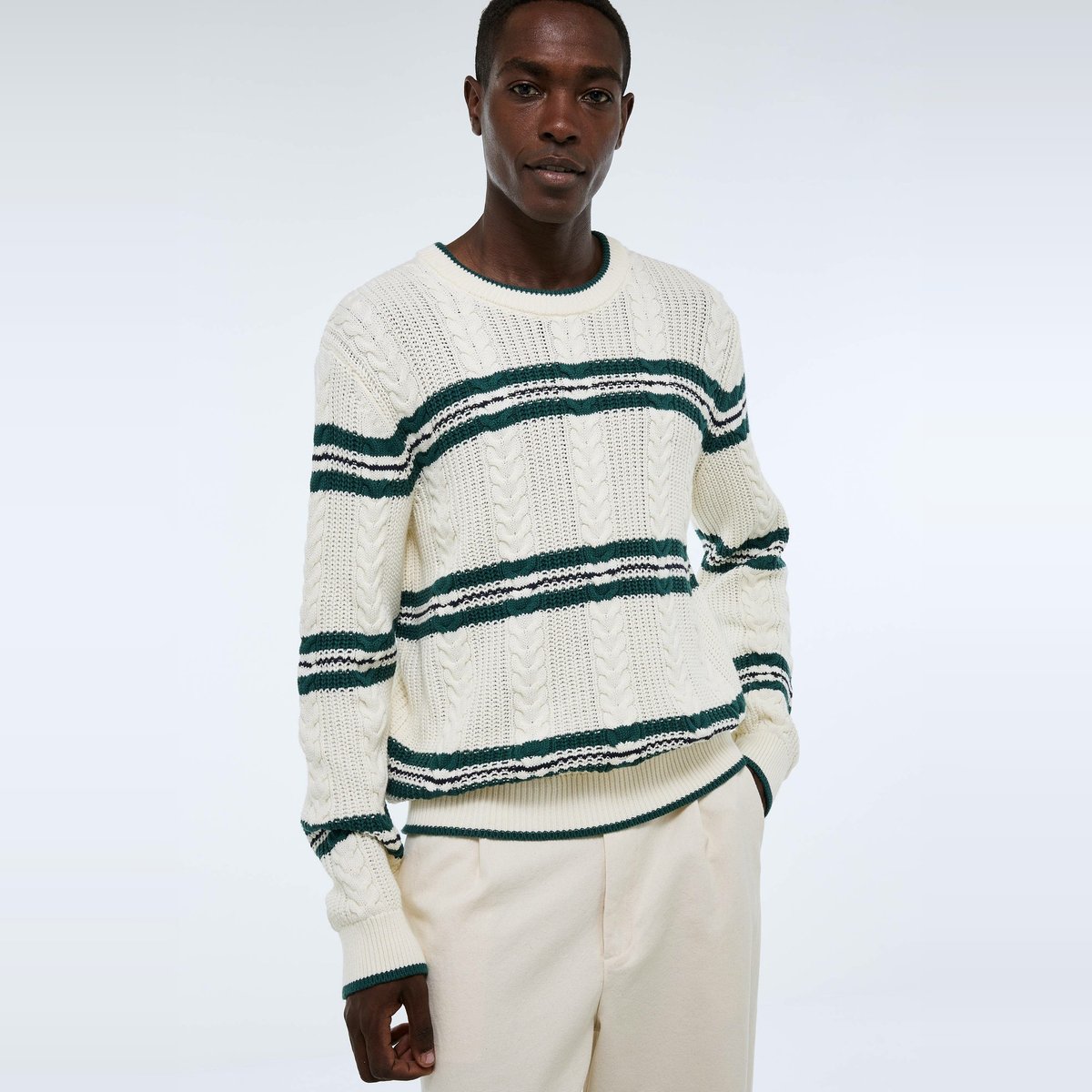 Pull rayé en coton BIO GOTS ecru, MONOPRIX